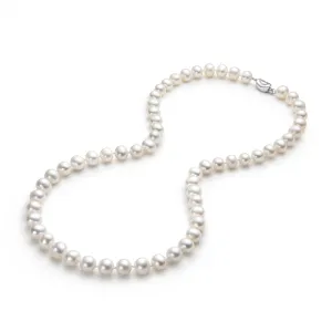 Freshwater Cultured White Pearl Necklace Oval Buckle