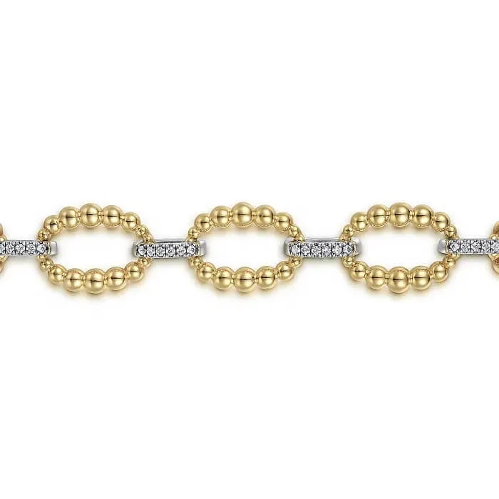 Gabriel & Co. 14K White-Yellow Gold Diamond Bujukan Link Tennis Bracelet TB4629M45JJ