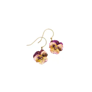 Garden Pansy Earrings in Vintage Burgundy