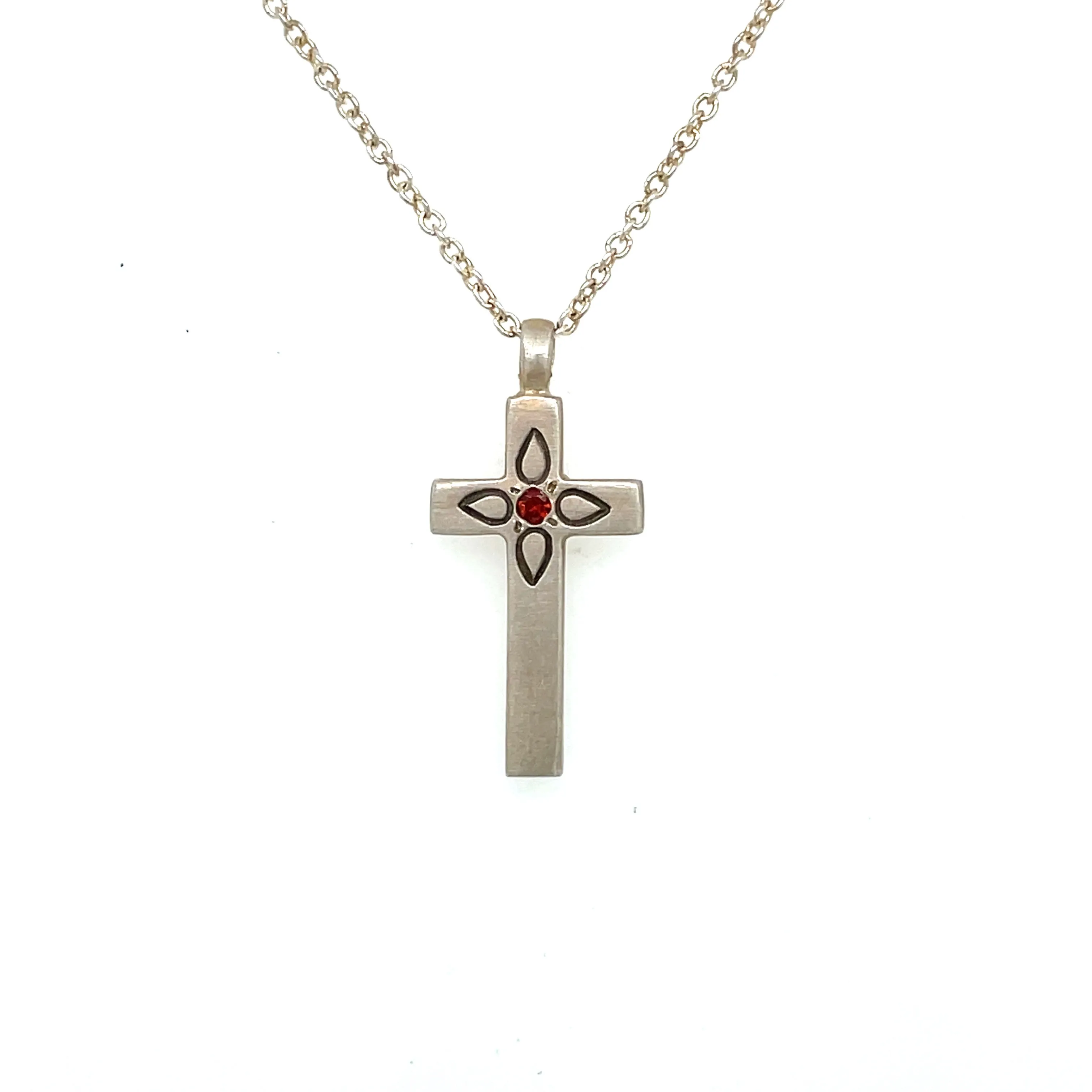 Garnet Cross Necklace