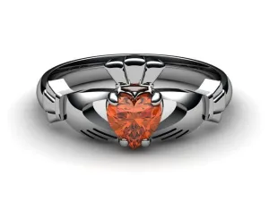 Garnet PLATINUM Claddagh Ring