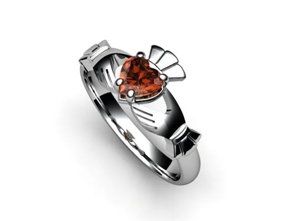 Garnet PLATINUM Claddagh Ring