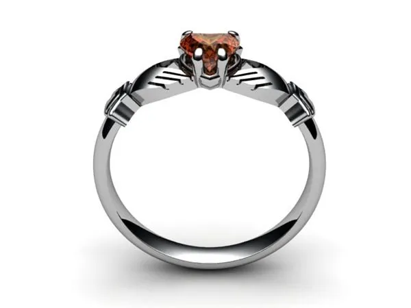 Garnet PLATINUM Claddagh Ring