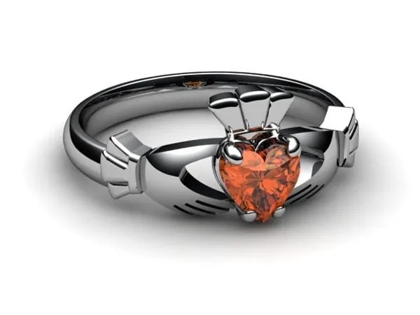 Garnet PLATINUM Claddagh Ring