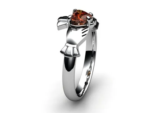 Garnet PLATINUM Claddagh Ring