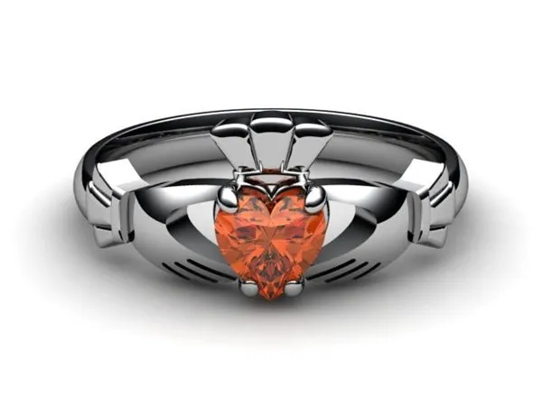 Garnet PLATINUM Claddagh Ring