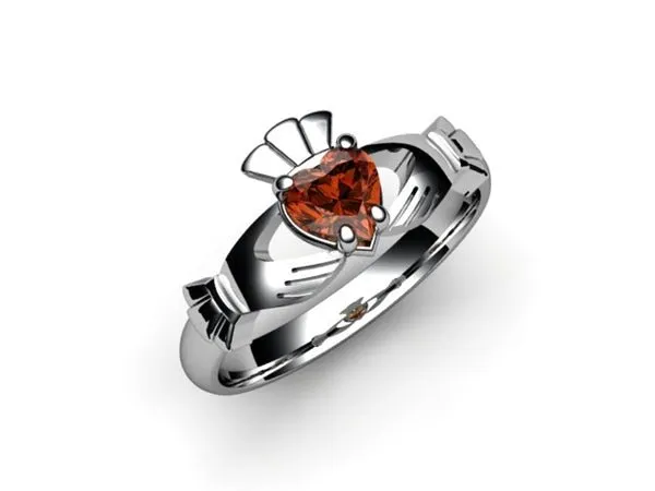 Garnet PLATINUM Claddagh Ring