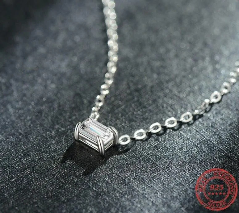 Genuine AAA Zirconia Pendant Necklace 925 Sterling Silver For Women