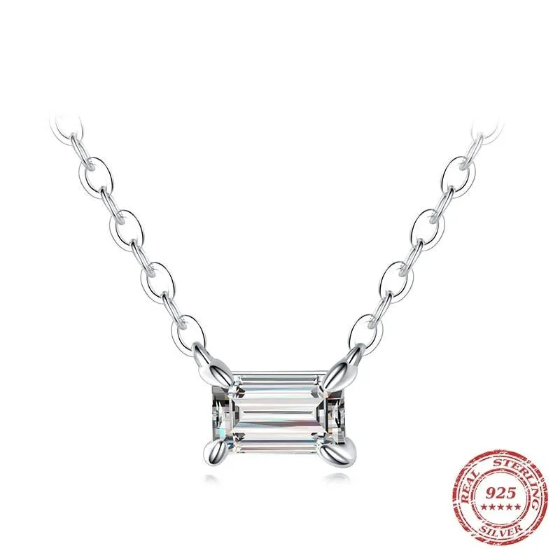 Genuine AAA Zirconia Pendant Necklace 925 Sterling Silver For Women