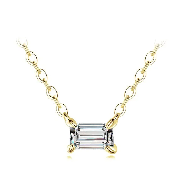 Genuine AAA Zirconia Pendant Necklace 925 Sterling Silver For Women