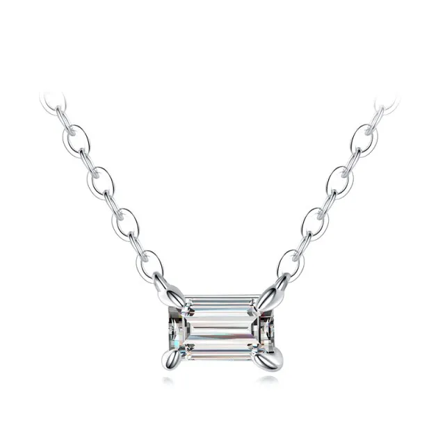 Genuine AAA Zirconia Pendant Necklace 925 Sterling Silver For Women