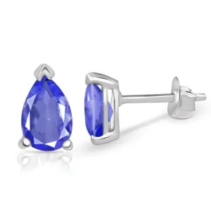 Genuine Blue Sapphire 925 Solid Sterling Silver Earrings 7mm