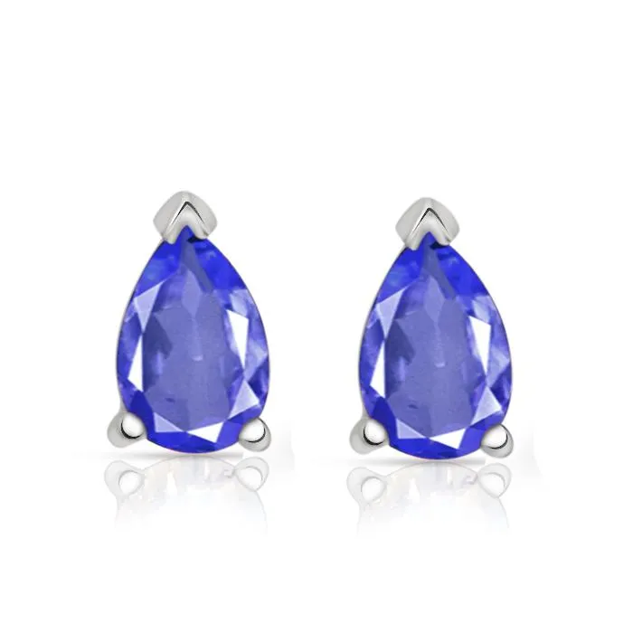 Genuine Blue Sapphire 925 Solid Sterling Silver Earrings 7mm