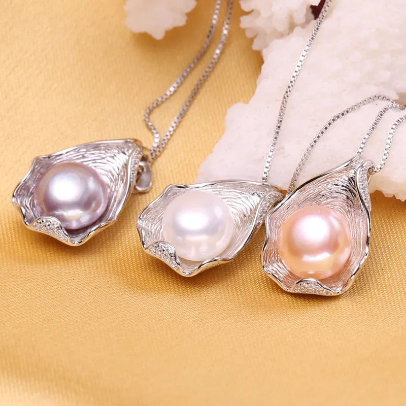 Genuine Natural Freshwater Pearl Pendant Necklace Wedding Jewelry women