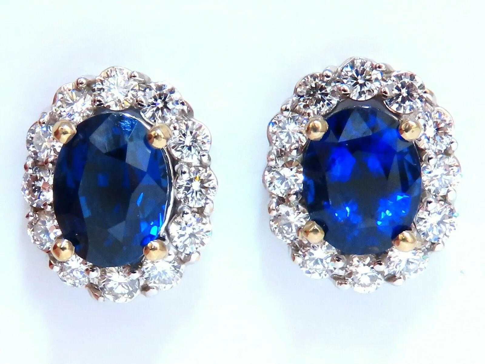 GIA Certified 7.81ct Natural Royal Blue sapphire diamond earrings 14kt