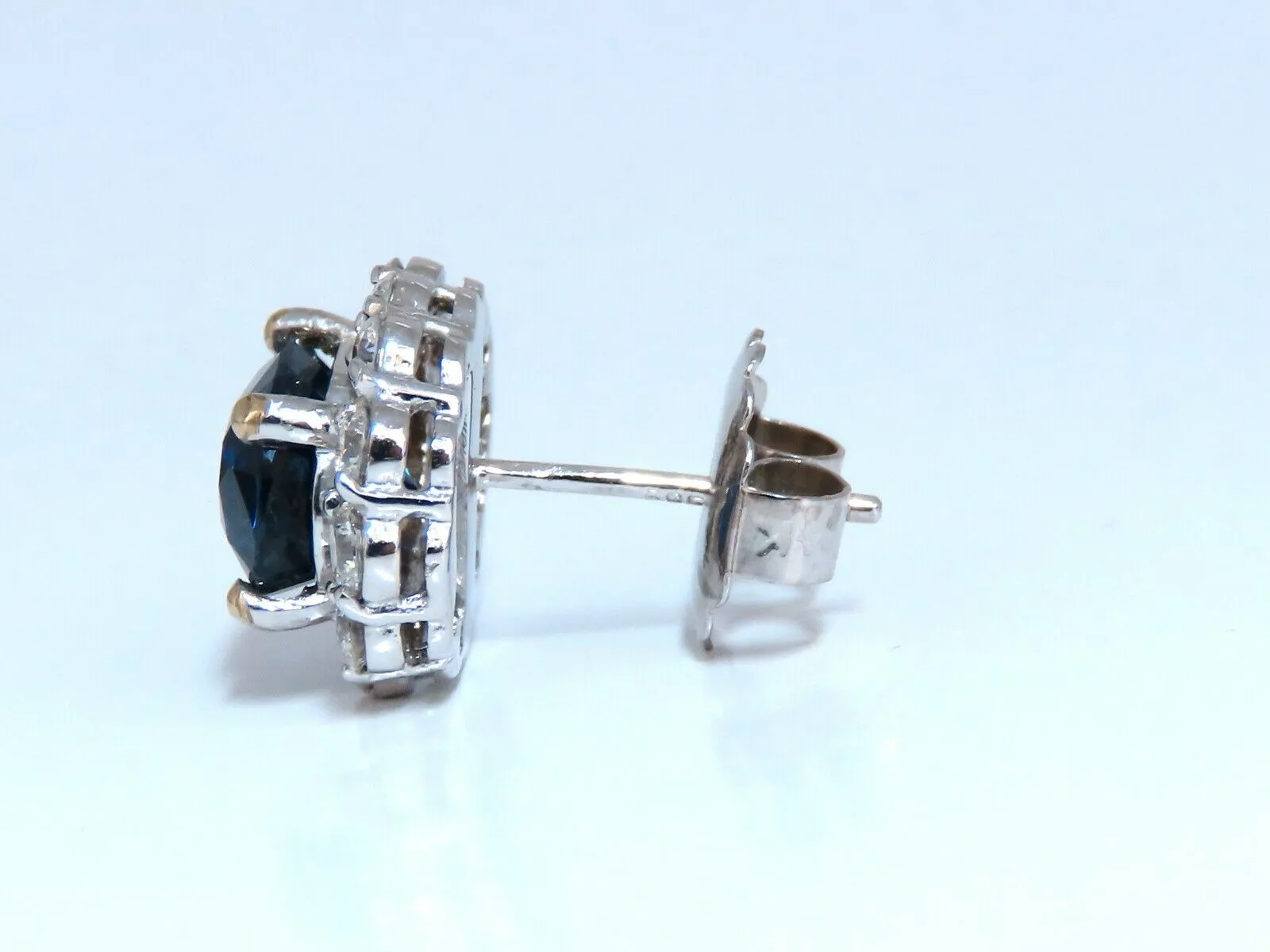 GIA Certified 7.81ct Natural Royal Blue sapphire diamond earrings 14kt