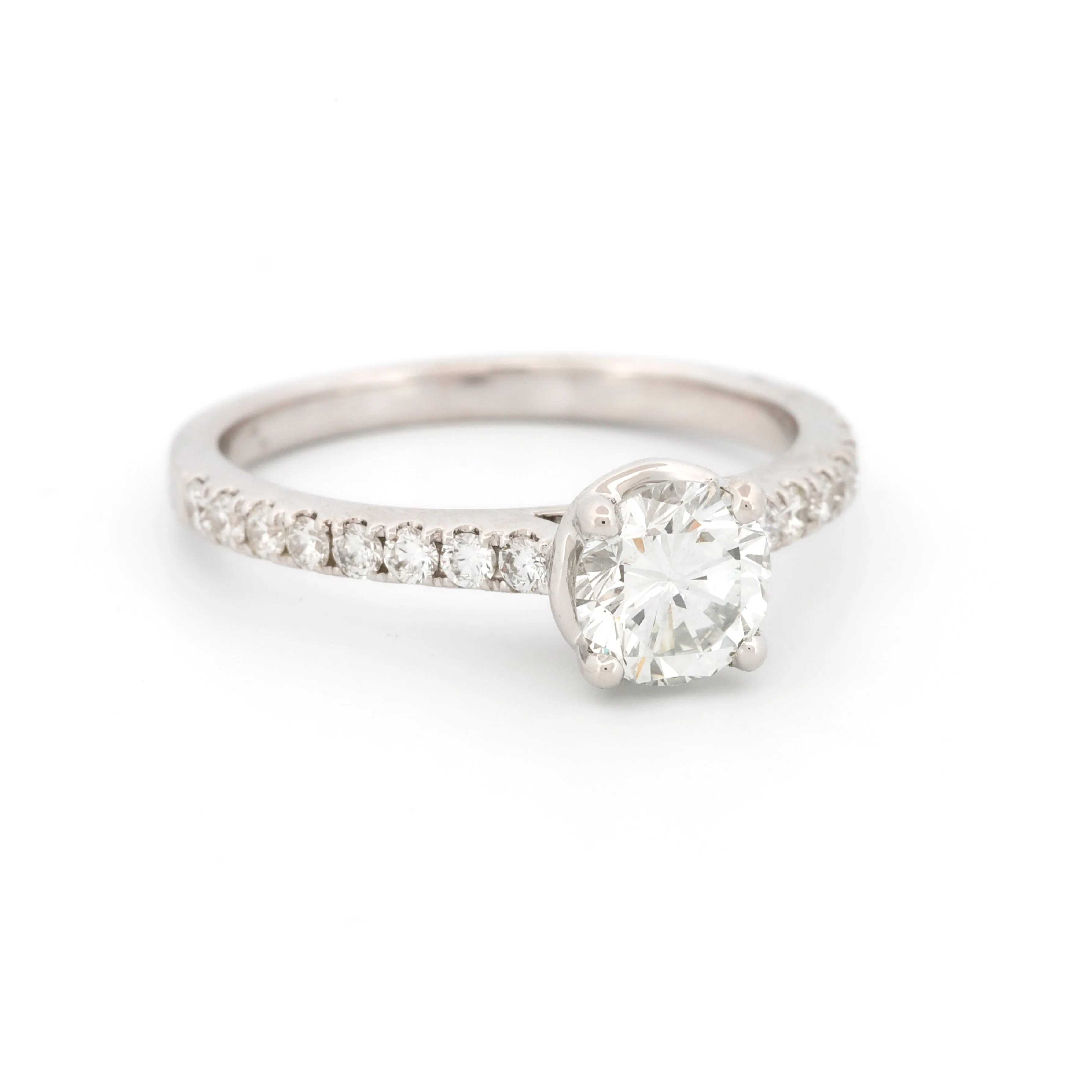 GIA Certified .90 ct Colorless Diamond Engagement Ring 18k White Gold
