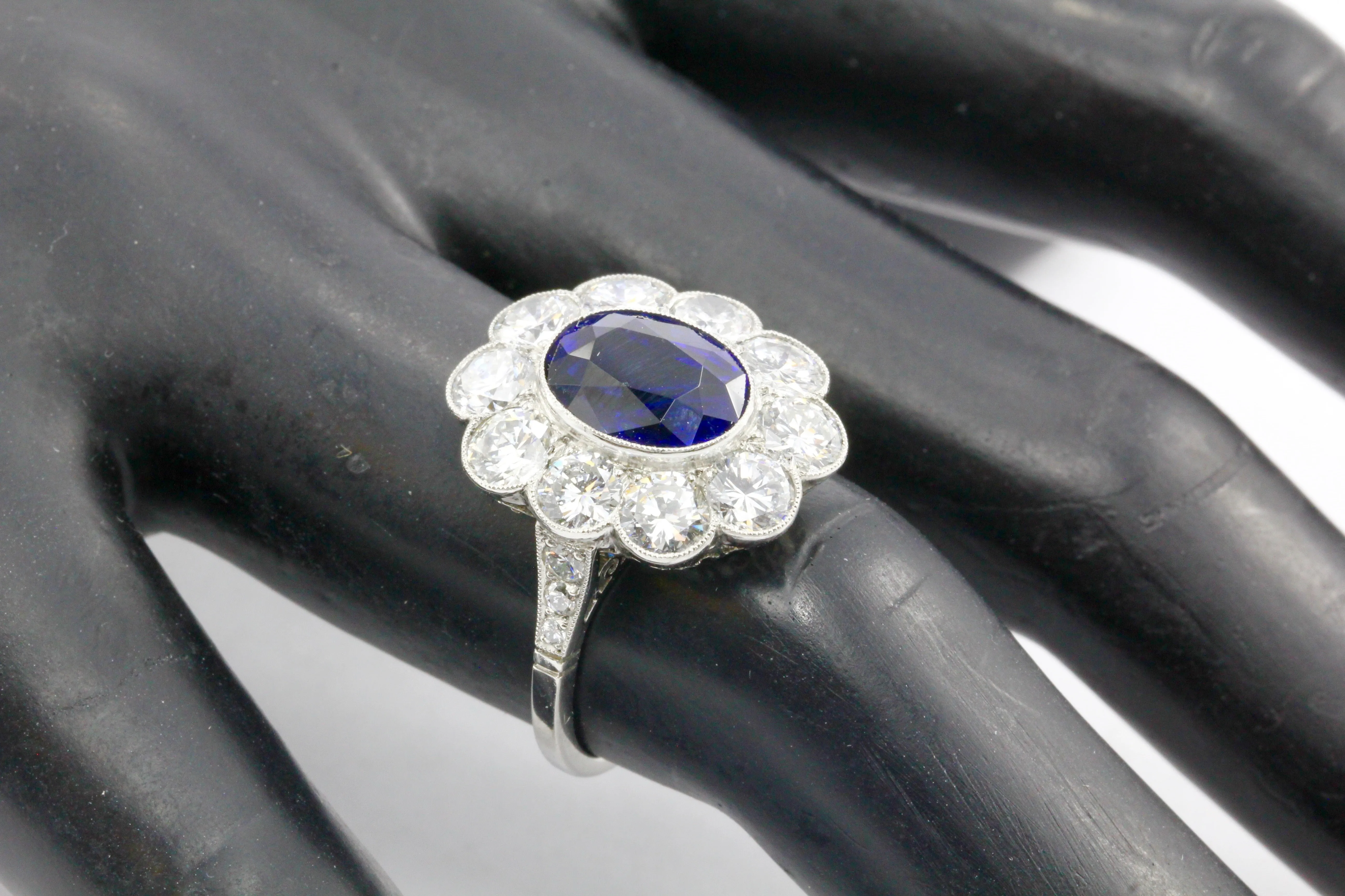 GIA Certified Natural No Treatment 4.08ct Sapphire in a Platinum & Diamond Setting