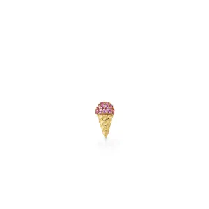 Gold & Pink Sapphire Small Ice Cream Cone Stud