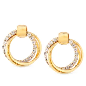 GOLD AND CRYSTAL CIRCLE STUD  EARRINGS #SWKK-1543 GLD (RC13)