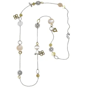 GOLD AND SILVER CHARM MOTHER OF PEARL NECKLACES #294GS1501 (8B1/6F6/5F11)