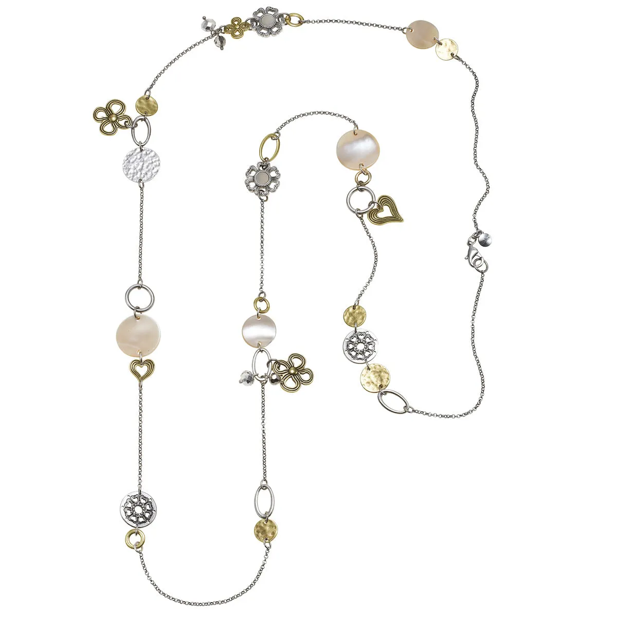 GOLD AND SILVER CHARM MOTHER OF PEARL NECKLACES #294GS1501 (8B1/6F6/5F11)