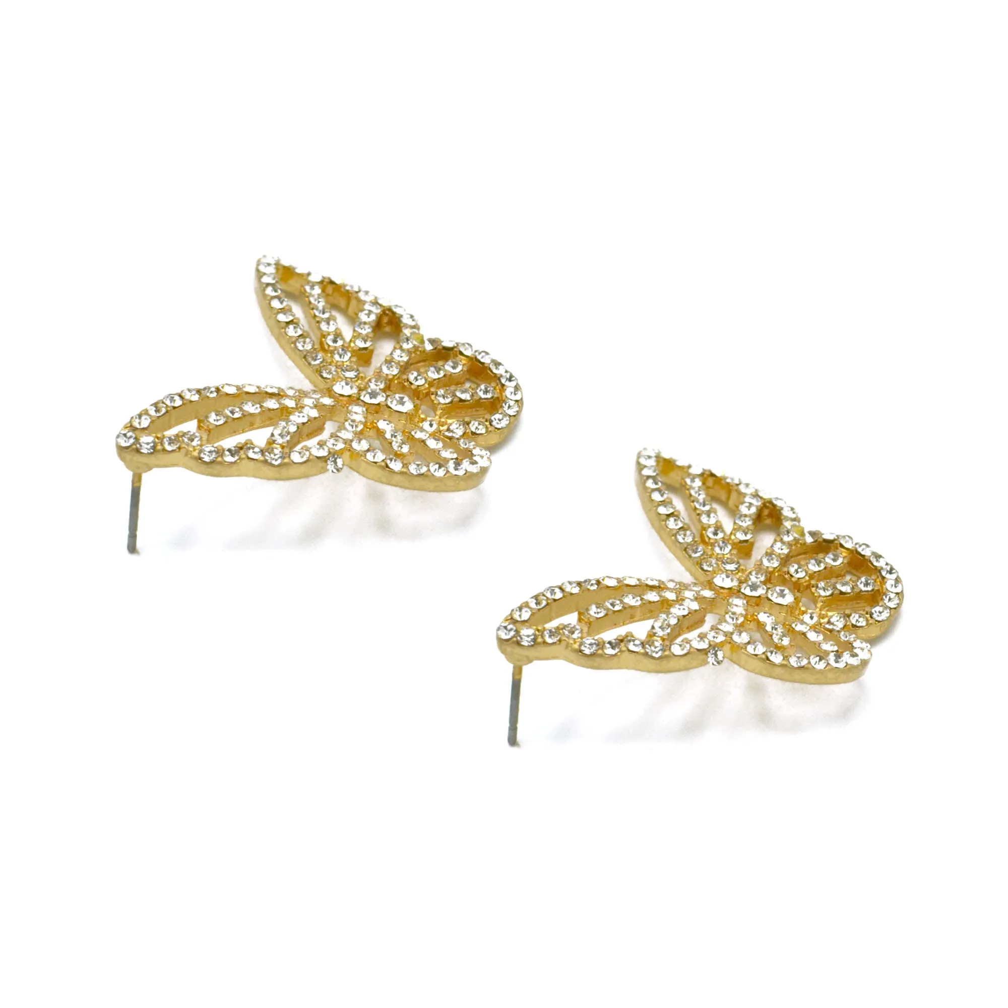 GOLD CRYSTAL BUTTERFLY EARRINGS #HNE90729GD (GE6)