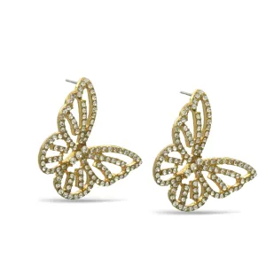 GOLD CRYSTAL BUTTERFLY EARRINGS #HNE90729GD (GE6)