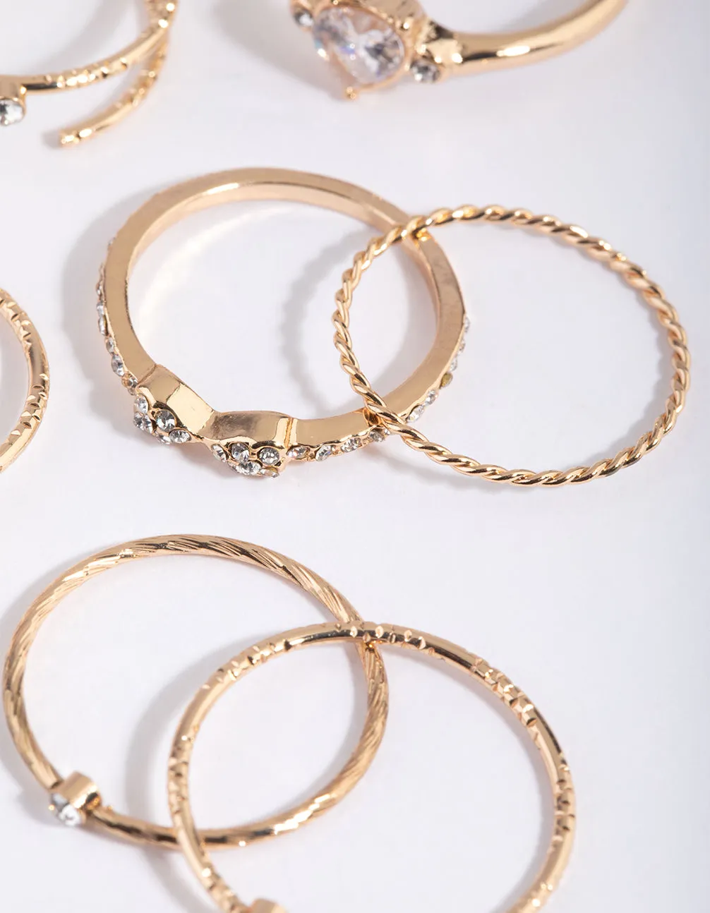 Gold Diamante & Pearl Ring Pack