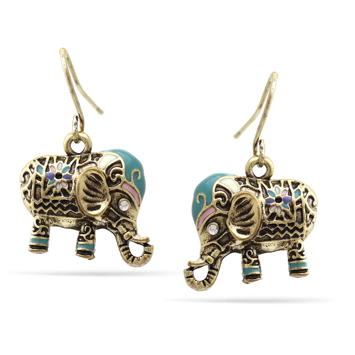 GOLD ELEPHANT DROP EARRINGS #SWKK-9021ERA GLD