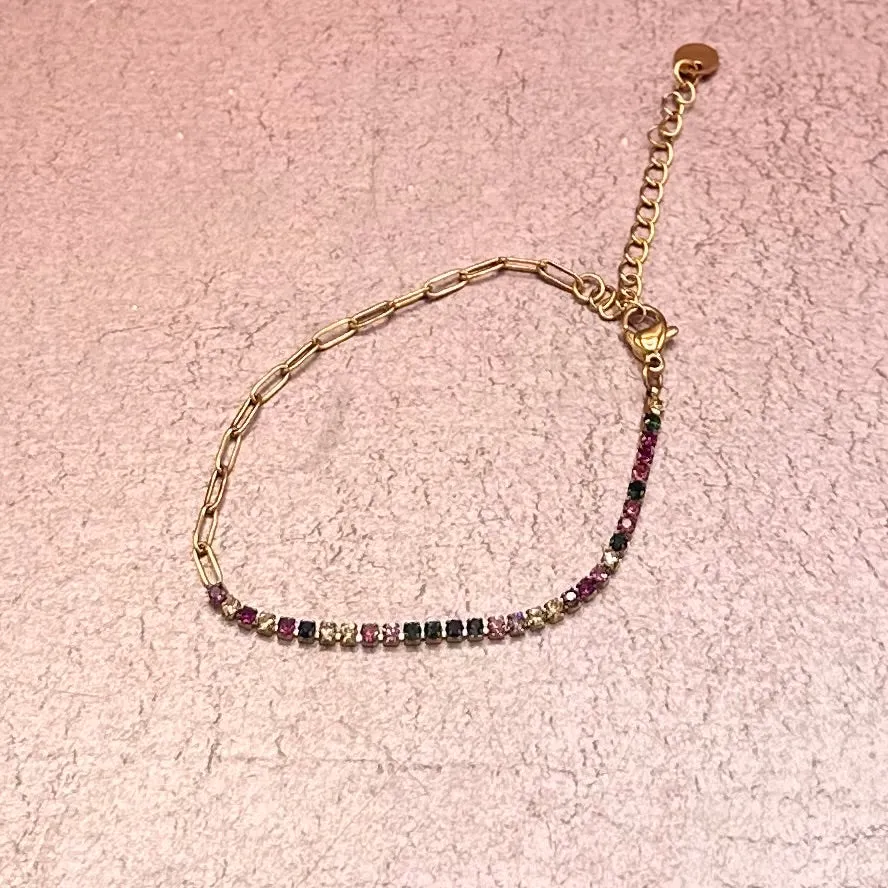Gold Links & Rhinestones Bracelet