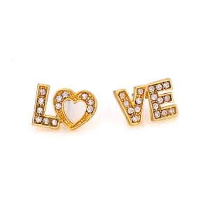 GOLD LOVE CRYSTAL STUD  EARRING #SWKK-3396GLD (GA1)