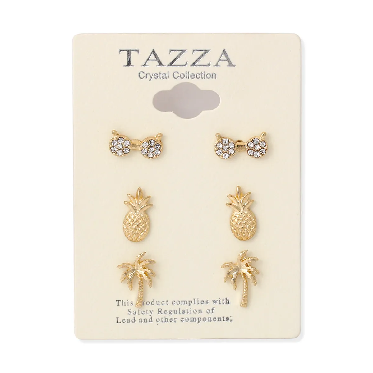 GOLD PAIR OF 3 SUMMER  EARRINGS #SQ20190136G (GD18)