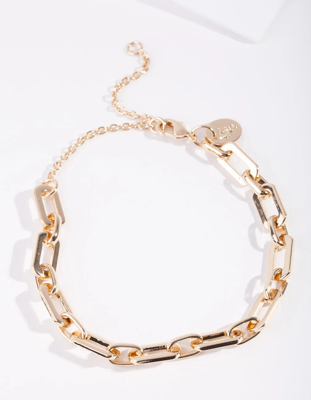 Gold Rectangle Chain Bracelet
