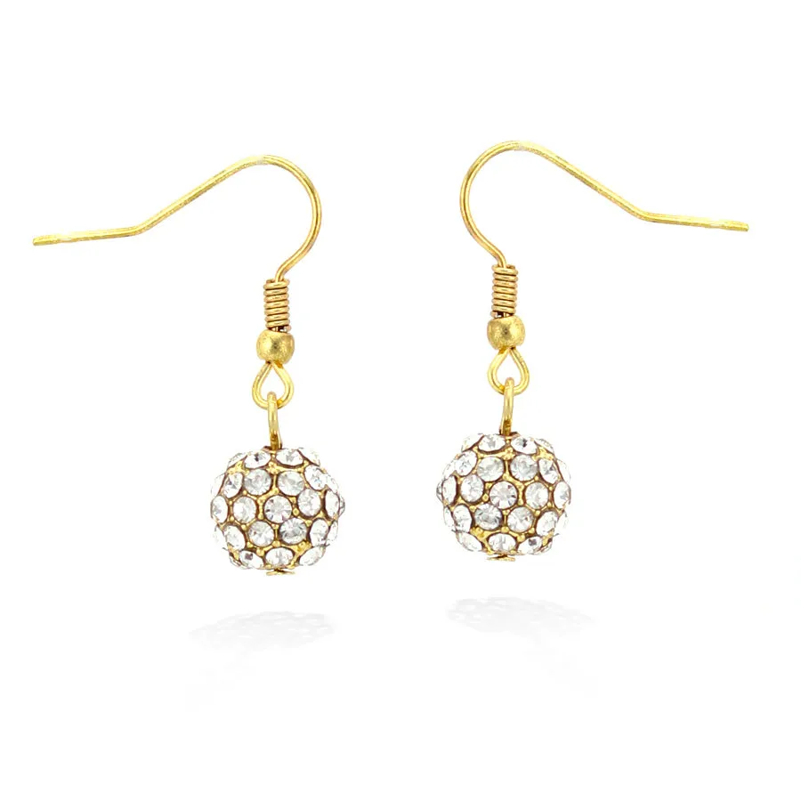 GOLD ROUND CRYSTAL EARRINGS  #HNE41321 (OG22)