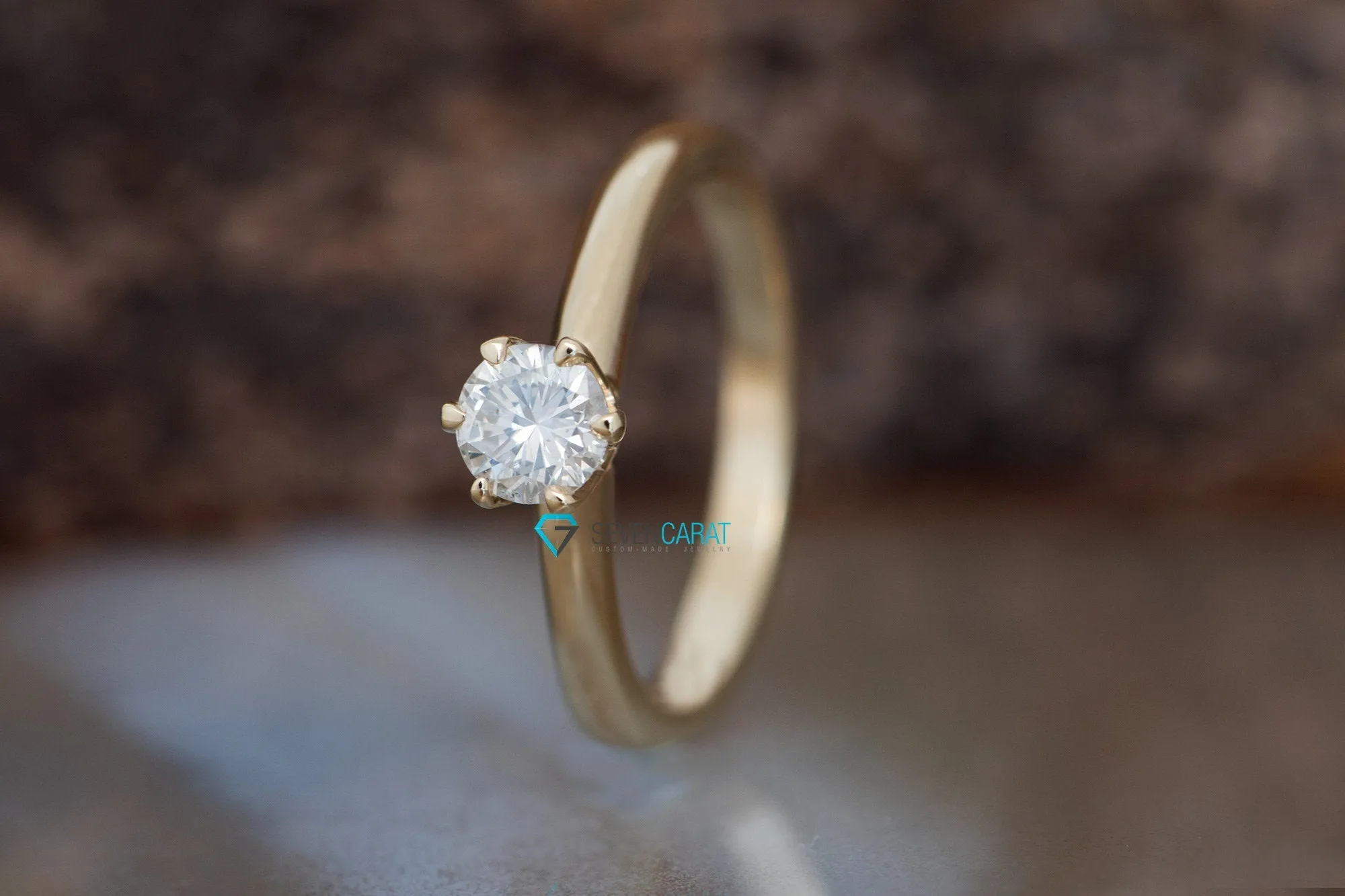 Gold Solitaire Ring-Classic round engagement ring-Solitaire diamond ring-Solitaire 6 prong-Solitaire ring 0.60 ct-Solid gold rings for women