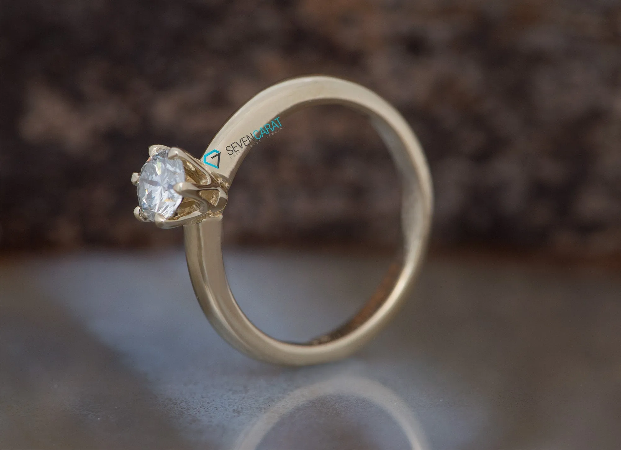Gold Solitaire Ring-Classic round engagement ring-Solitaire diamond ring-Solitaire 6 prong-Solitaire ring 0.60 ct-Solid gold rings for women