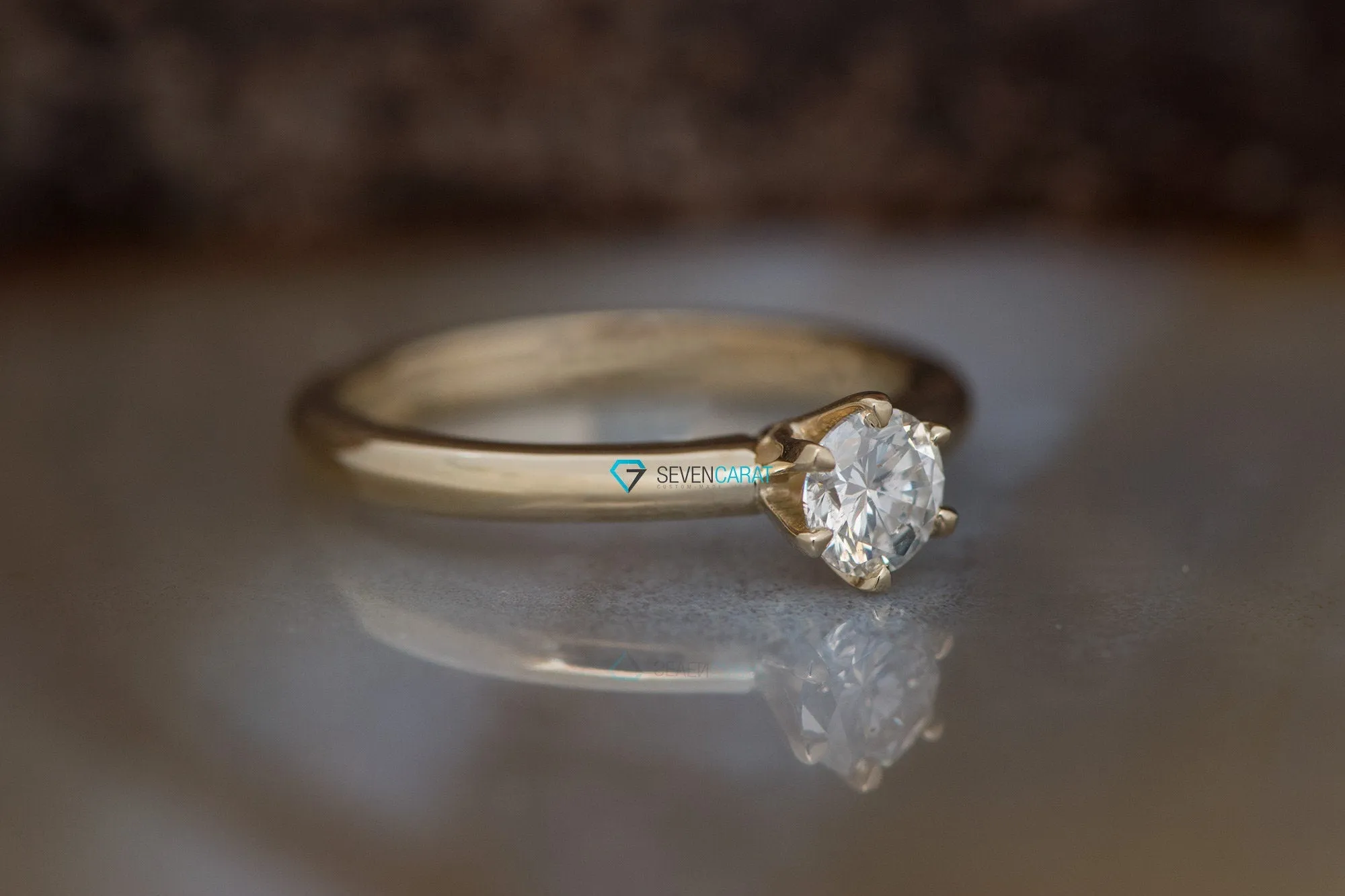 Gold Solitaire Ring-Classic round engagement ring-Solitaire diamond ring-Solitaire 6 prong-Solitaire ring 0.60 ct-Solid gold rings for women