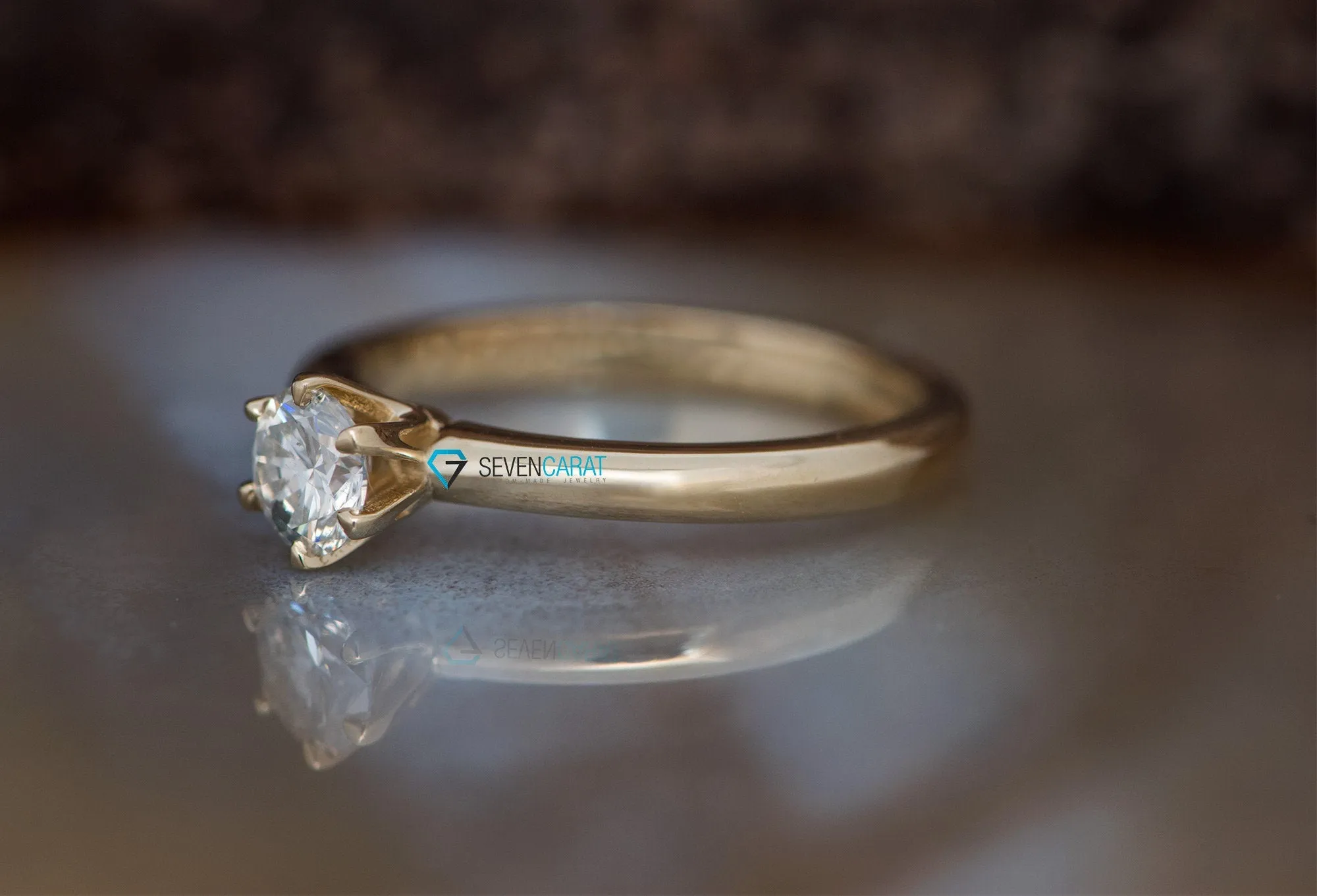 Gold Solitaire Ring-Classic round engagement ring-Solitaire diamond ring-Solitaire 6 prong-Solitaire ring 0.60 ct-Solid gold rings for women