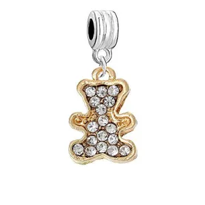 Gold Tone Bear with Clear Rhinestones