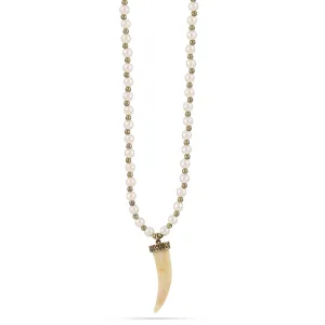 GOLD-TONE METAL CREAM PEAL HORN PENDANT NECKLACES #SQ3195 (NH7/HC16)