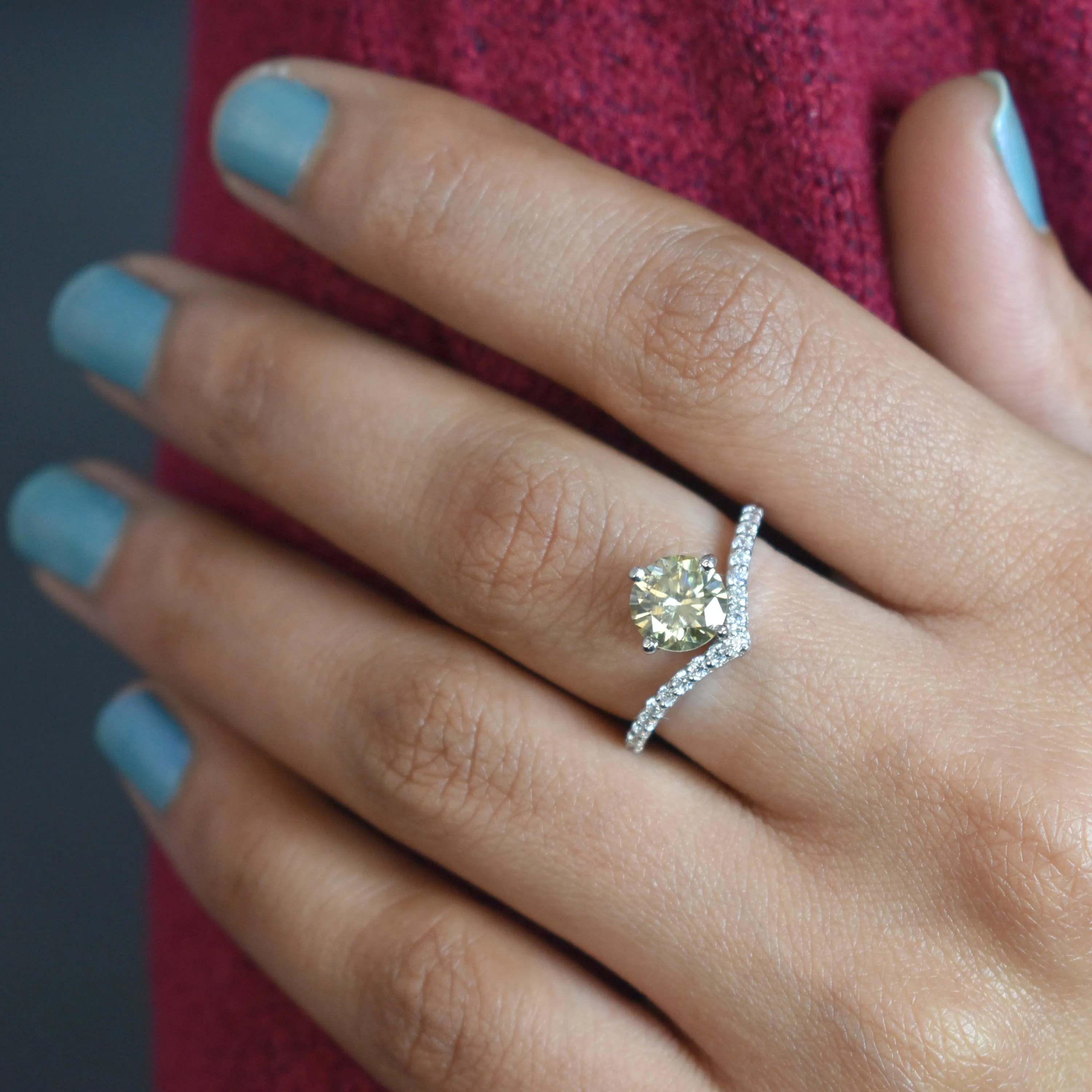 Gorgeous Champagne Diamond Ring With White Accents, Latest Design & Great Sparkle! Gift For Wife! 1.20 Ct Certified