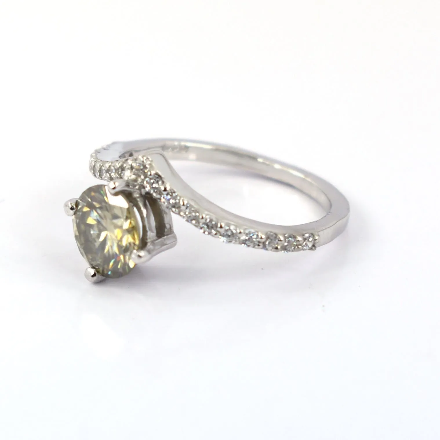Gorgeous Champagne Diamond Ring With White Accents, Latest Design & Great Sparkle! Gift For Wife! 1.20 Ct Certified