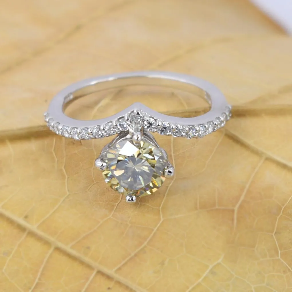 Gorgeous Champagne Diamond Ring With White Accents, Latest Design & Great Sparkle! Gift For Wife! 1.20 Ct Certified
