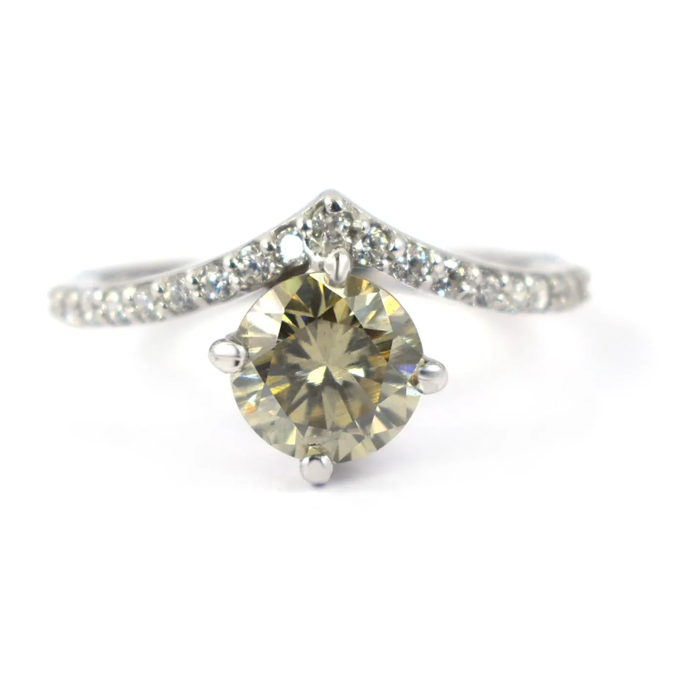 Gorgeous Champagne Diamond Ring With White Accents, Latest Design & Great Sparkle! Gift For Wife! 1.20 Ct Certified