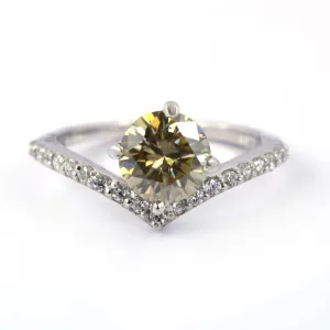 Gorgeous Champagne Diamond Ring With White Accents, Latest Design & Great Sparkle! Gift For Wife! 1.20 Ct Certified