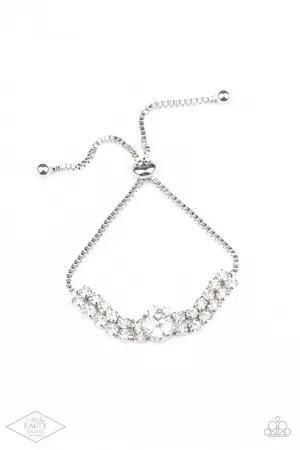 Gorgeously Glitzy White Paparazzi Bling Bolo Paparazzi Bracelet