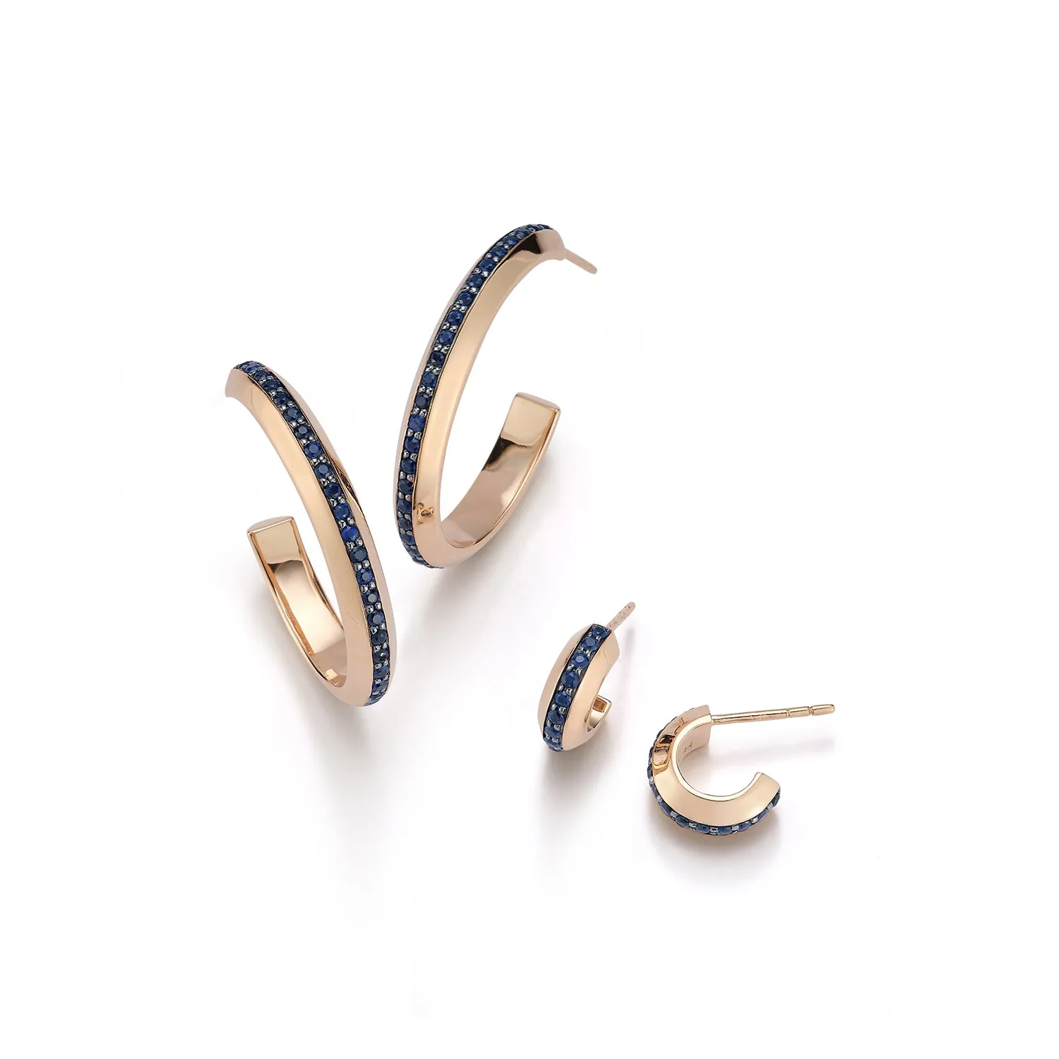 GRANT 18K SAPPHIRE KNIFE EDGE HUGGIE EARRINGS