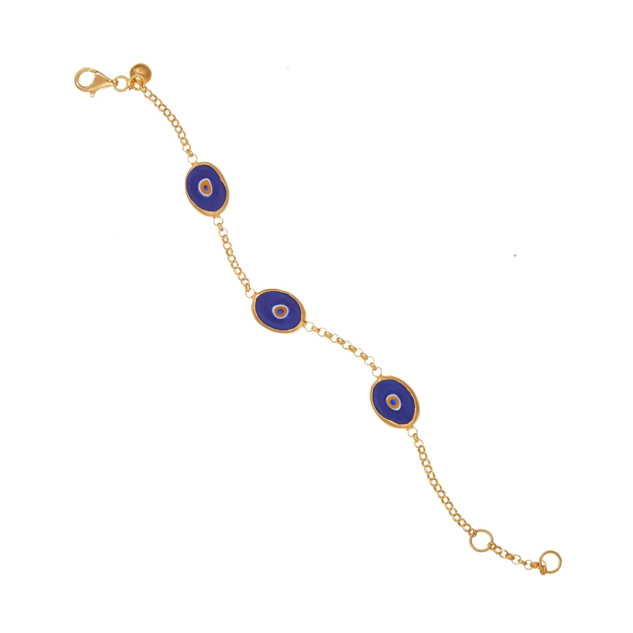 Green Protection Triple JuJu Eye Bracelet in 18K Gold