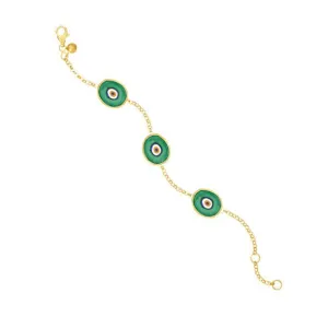 Green Protection Triple JuJu Eye Bracelet in 18K Gold